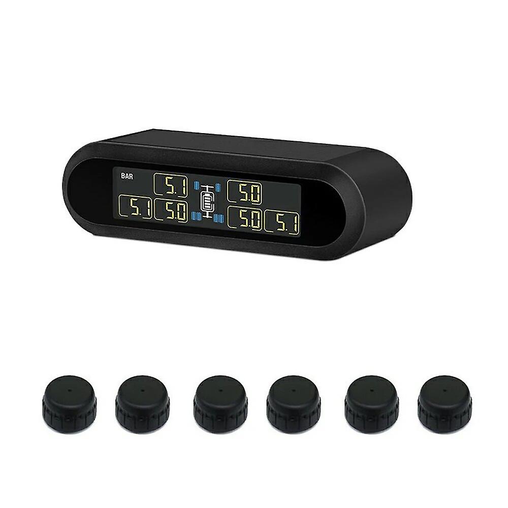 6 Wheel Truck Bus Solar Wireless Tire Pressure Monitoring System 6 External Sensors Lcd Display Tpms For Trailers Rvs Campers