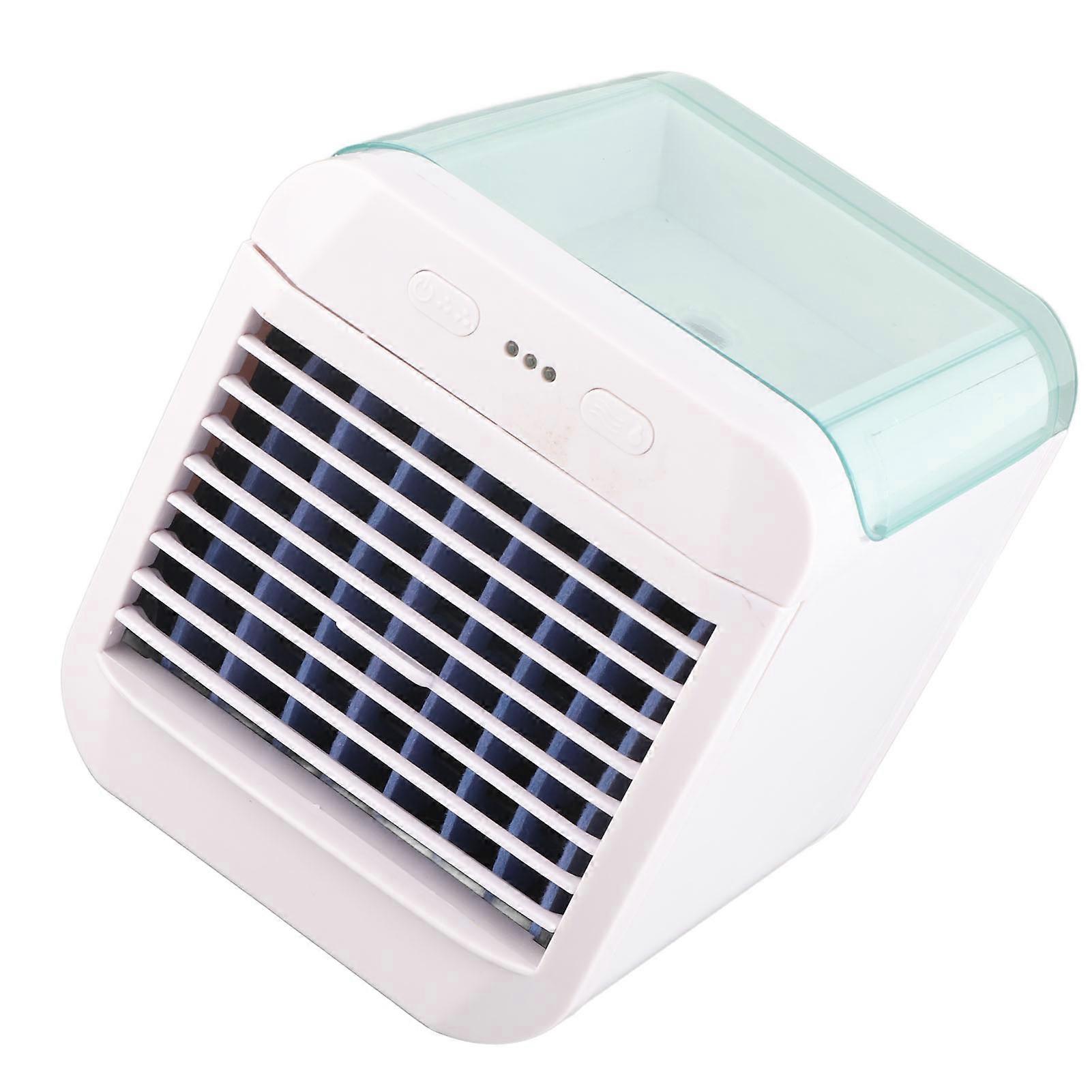 Portable Air Conditioner Mini Cooling Fan Air Cooler 3 Wind Speed Desktop USB Powered Humidifier Night Light Fan Blue 