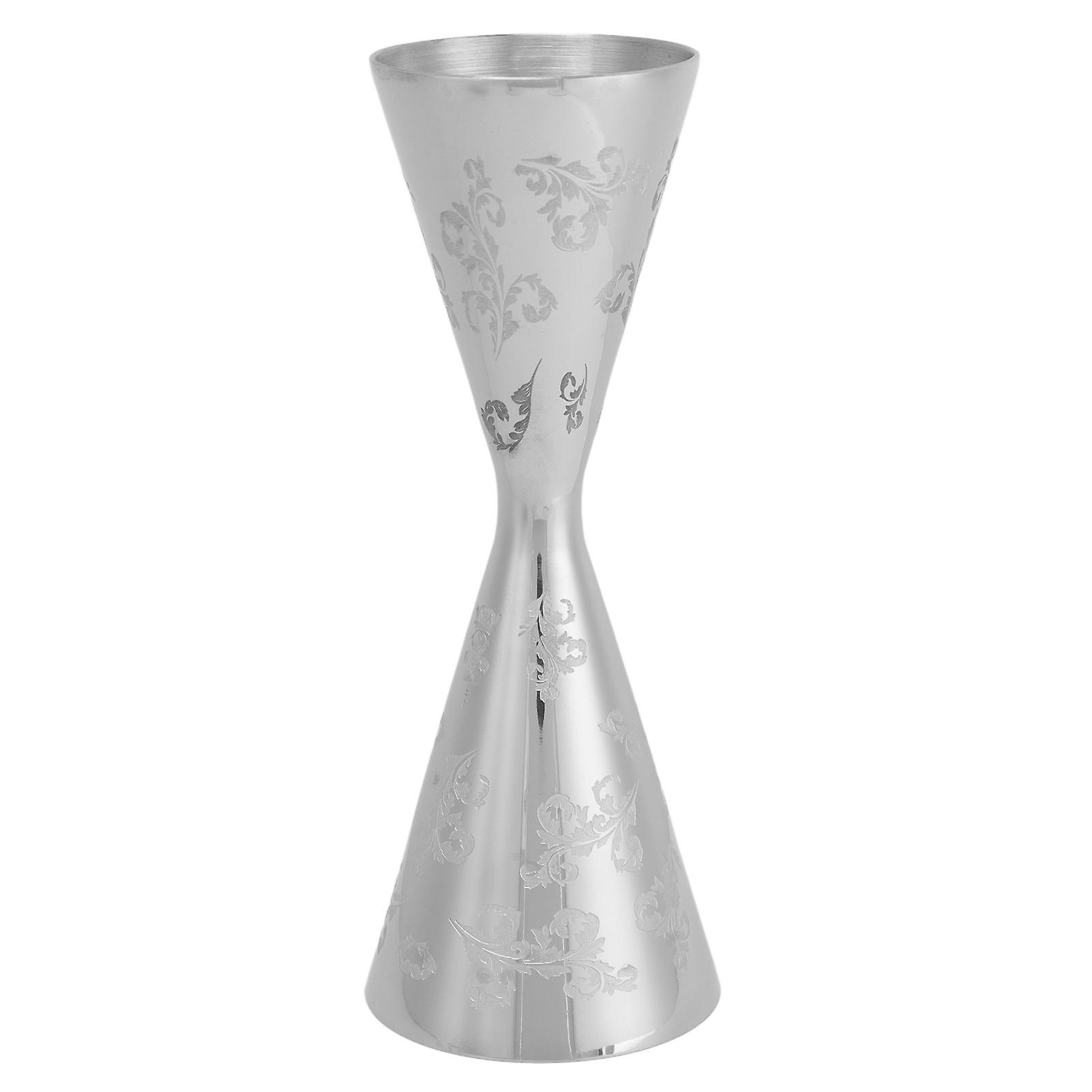 Double-Sided Stainless Steel Jigger with Leaf Stripe Design - 60ml & 90ml for Bartenders
