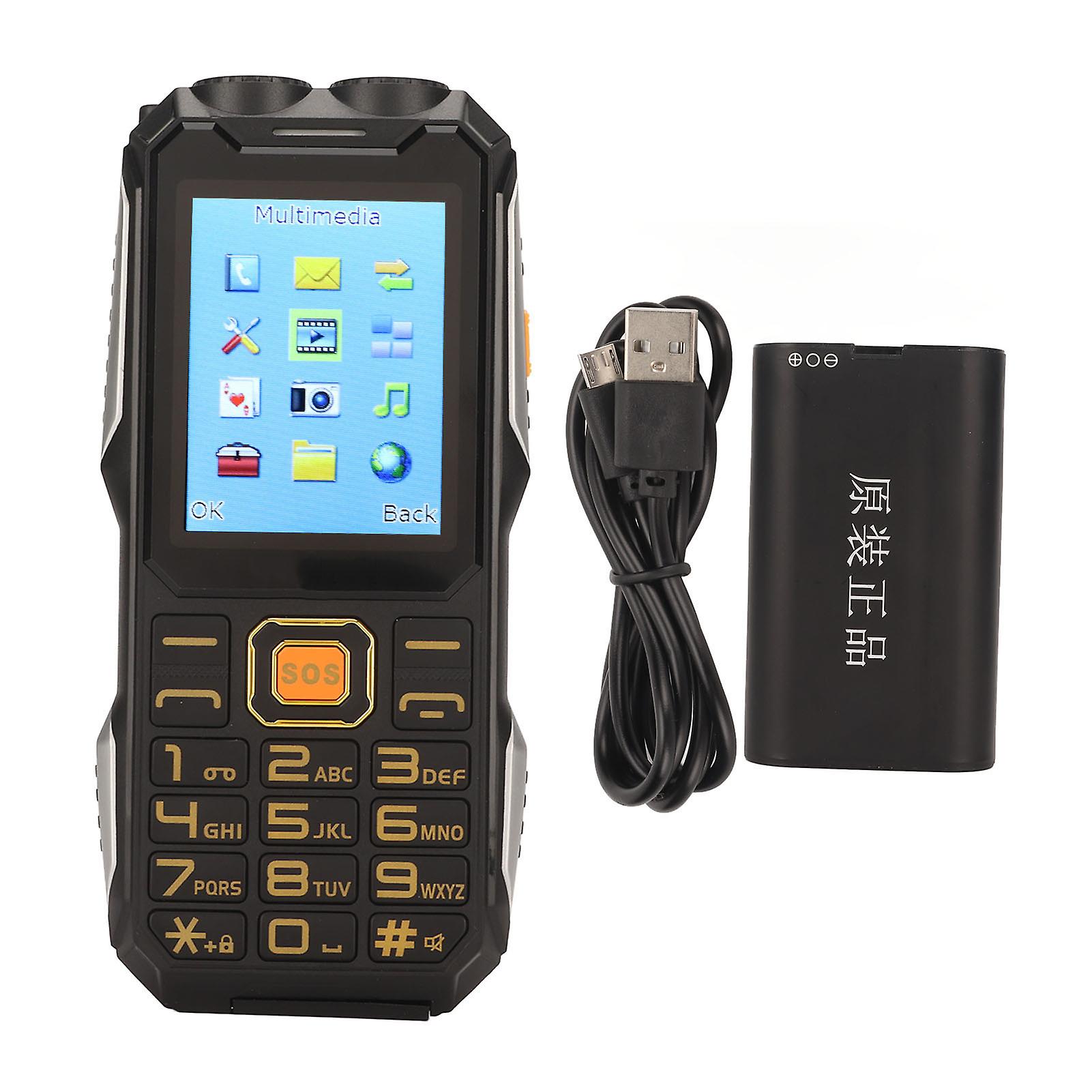 2.4in 1.3MP Big Button Double Card Senior Cell Phone Bluetooth 2G SOS Large Button Elderly Mobile Phone 3000mAh Black