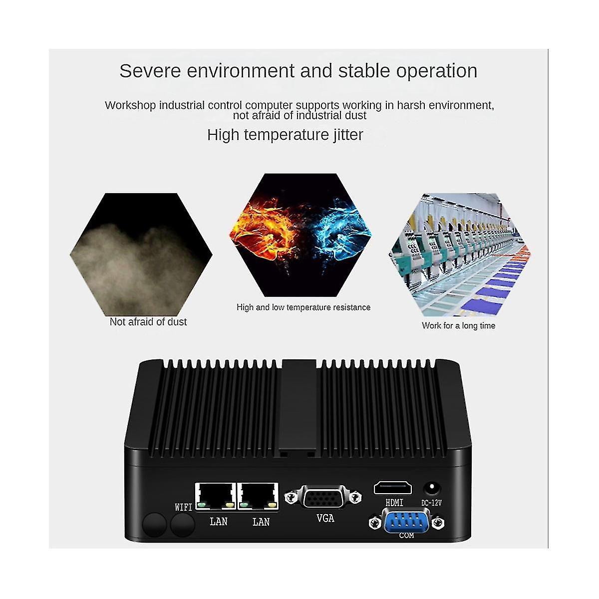 Fanless Mini Pc 1900 -cores 2.0ghz 2x Rs232 2x Lan Embedded Iot Industrial Computer 8g Ram 128g Ssd