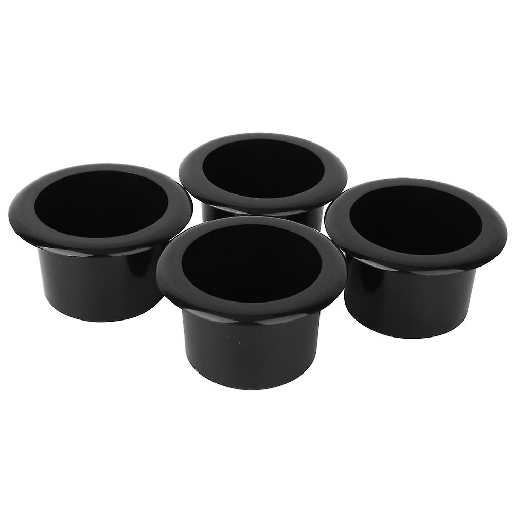 4Pcs Black Cup Holder Stands: Glossy ABS Plastic Car Interior Accessories