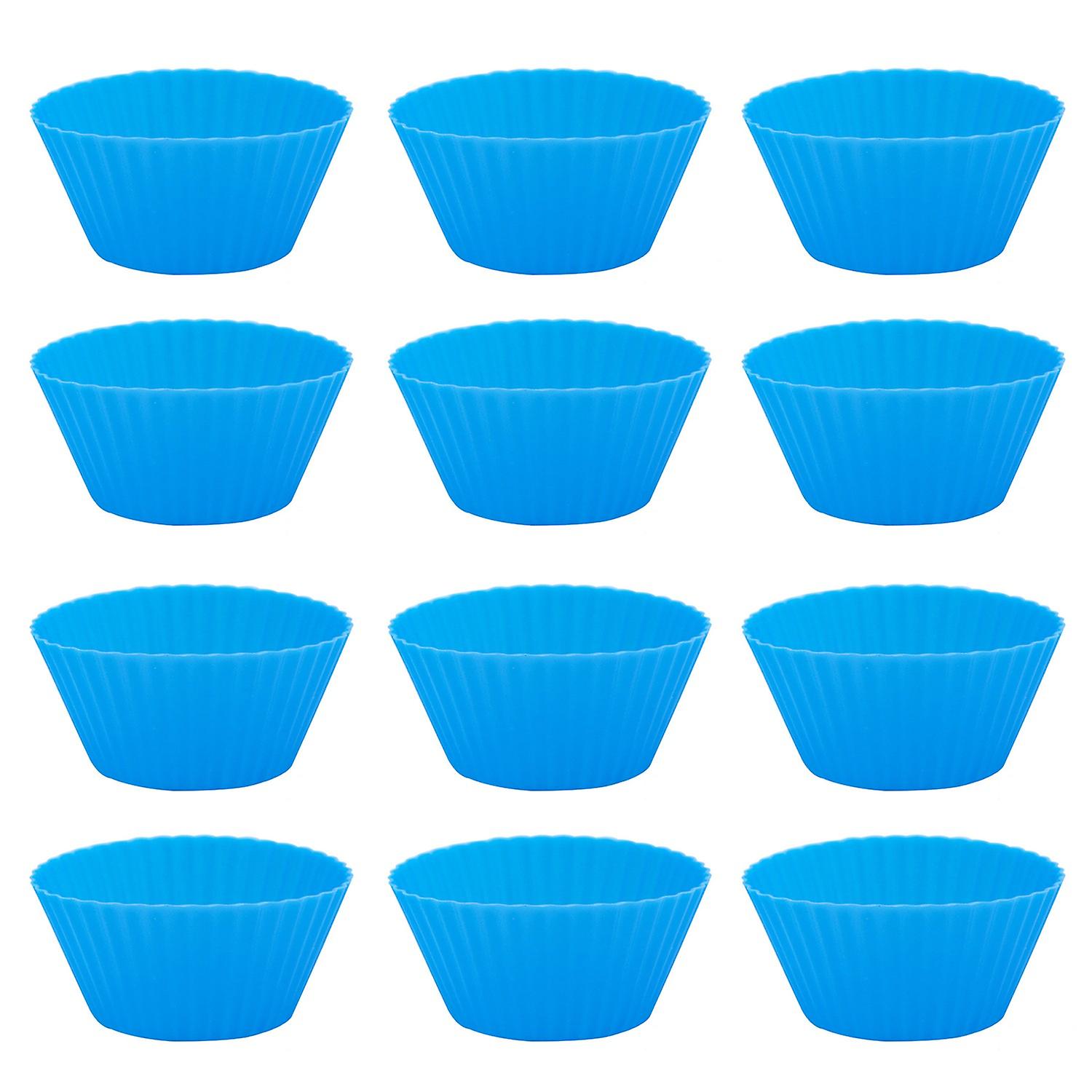 12Pcs Round Stackable Muffin Cups Non-stick High Temperature Resistant Bakeware Food Grade Silicone