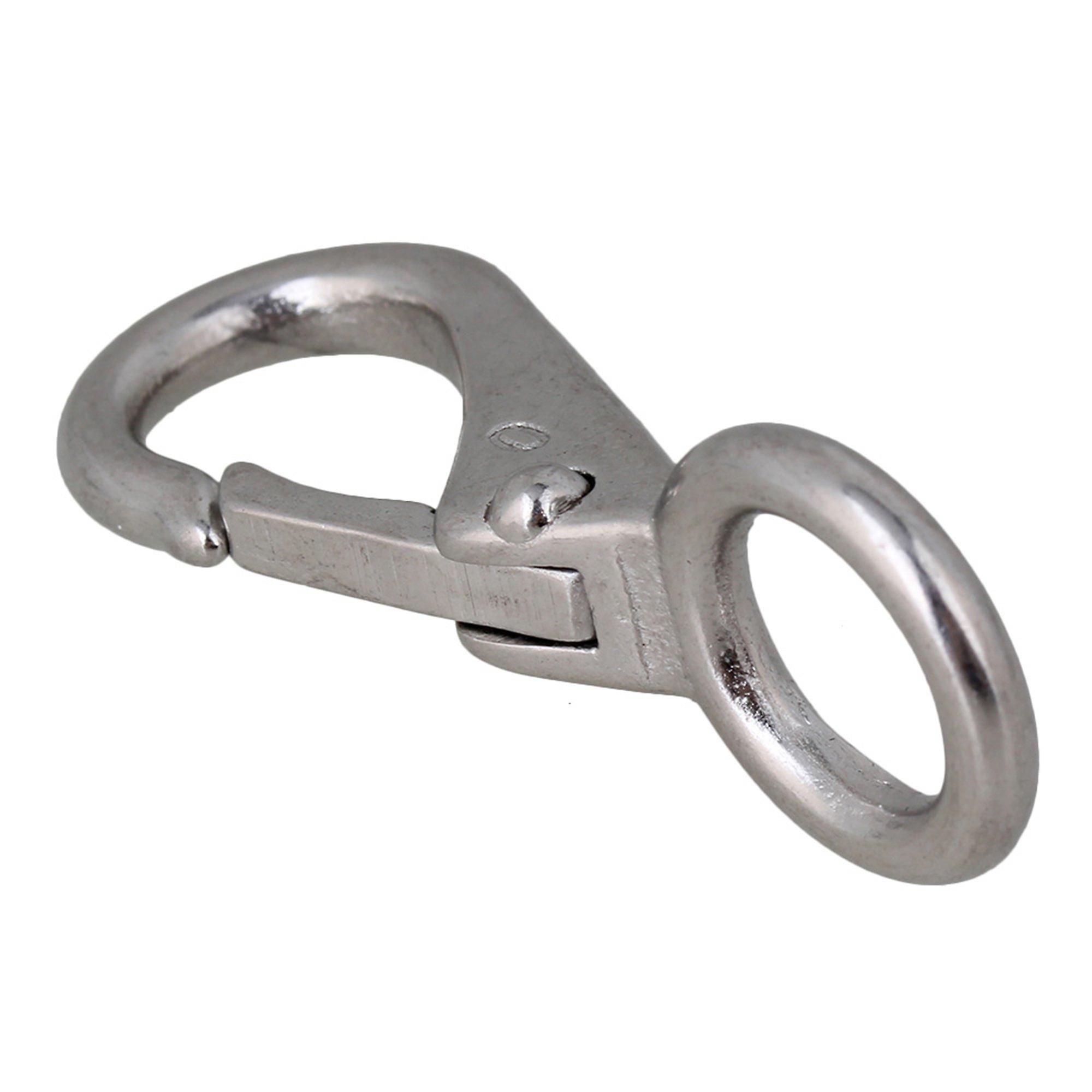 10Set 0# Stainless Steel Fixed Round Eye Boat Snap Hook Marine Accessory Silver