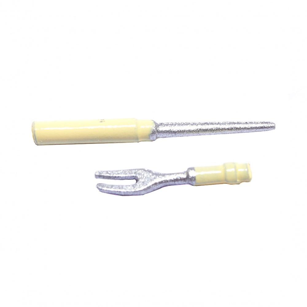 Dolls House Bbq Tools Cream Handle Miniature Barbeque Utensils Garden Accessory