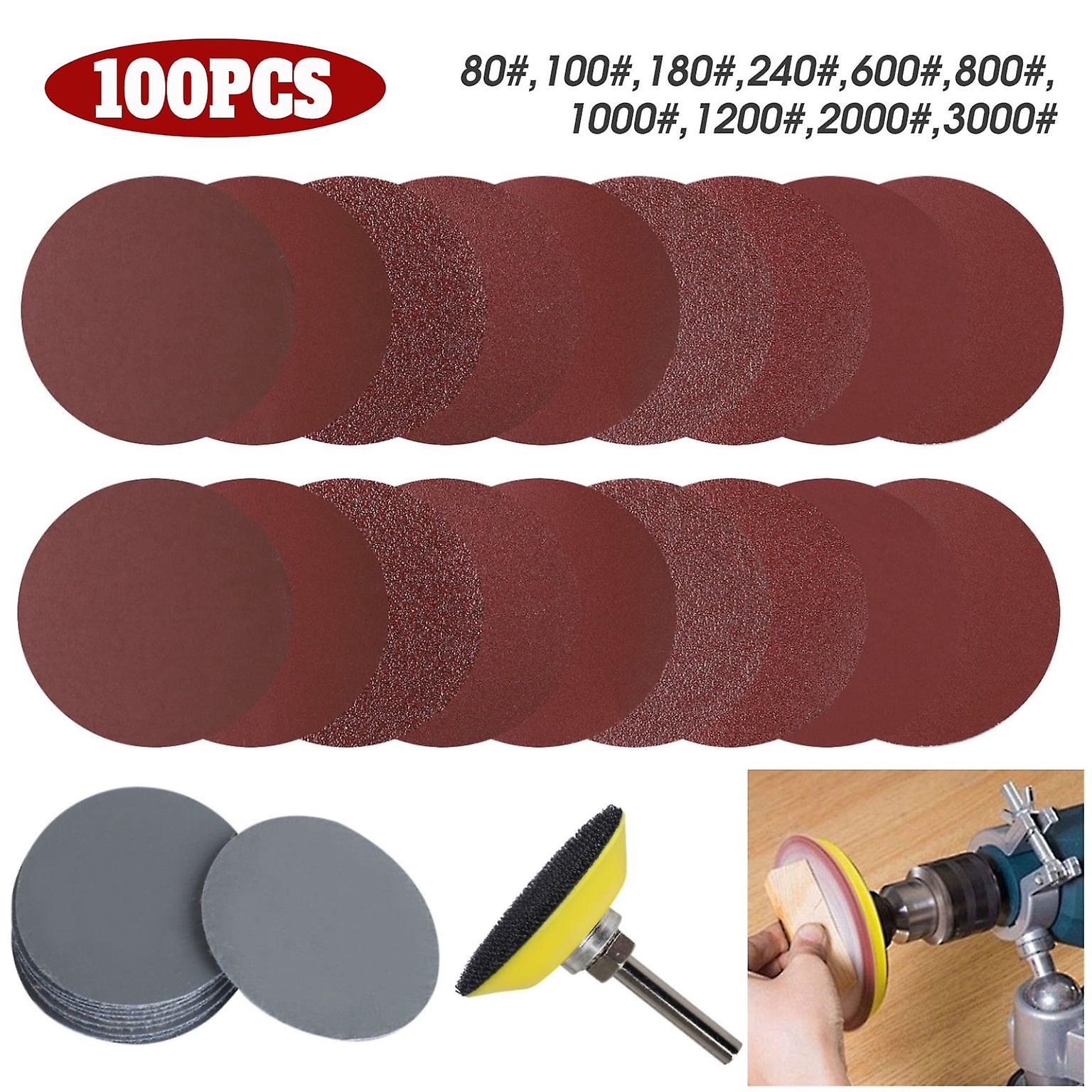 100pcs 2" Sanding Disc Pads, Angle Grinder Attachments with 1/4" Shank Back