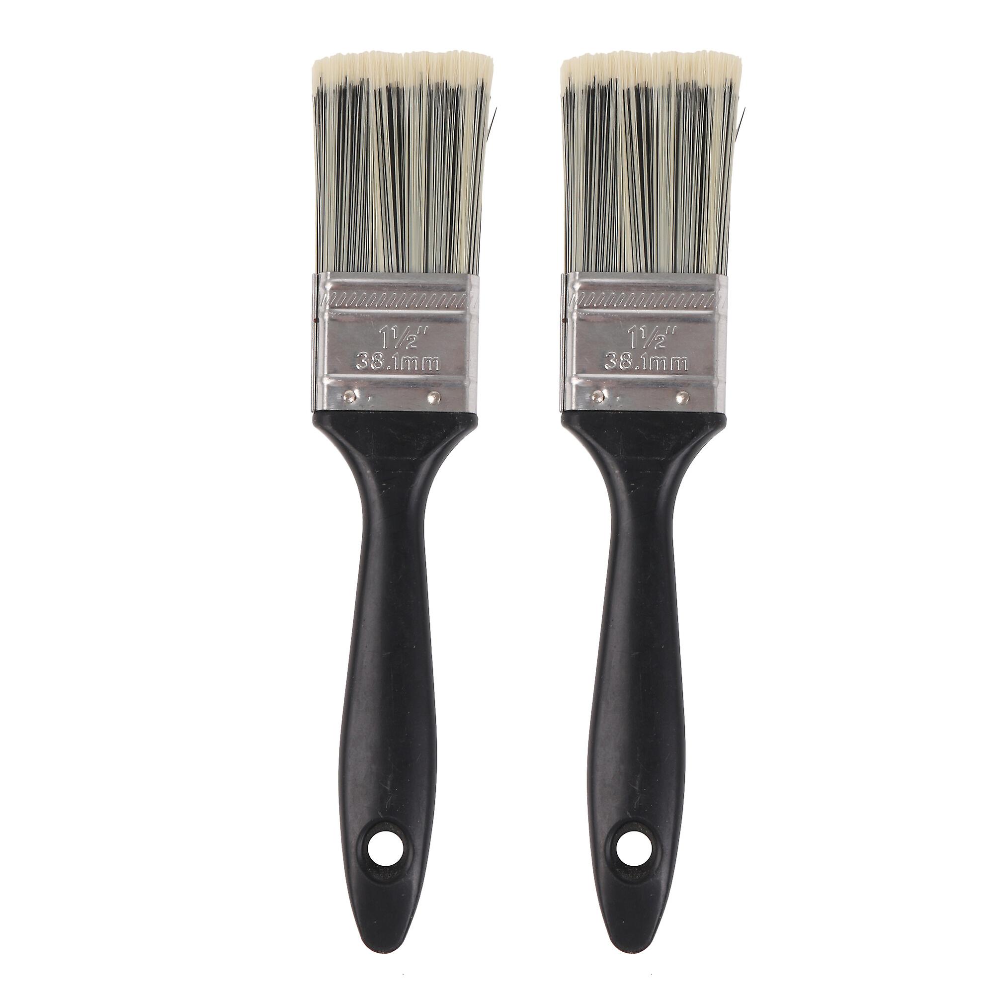 2 Pcs Plastic Handle Brushes for Walls and Fence Staining 1.5inch Black