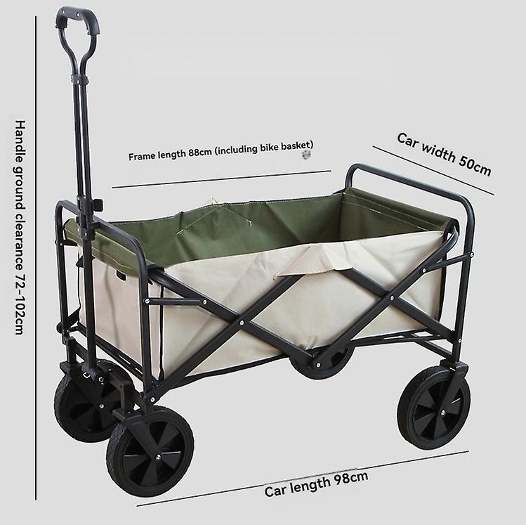 Foldable trolley with 8-inch new large rubber universal wheels (beige)