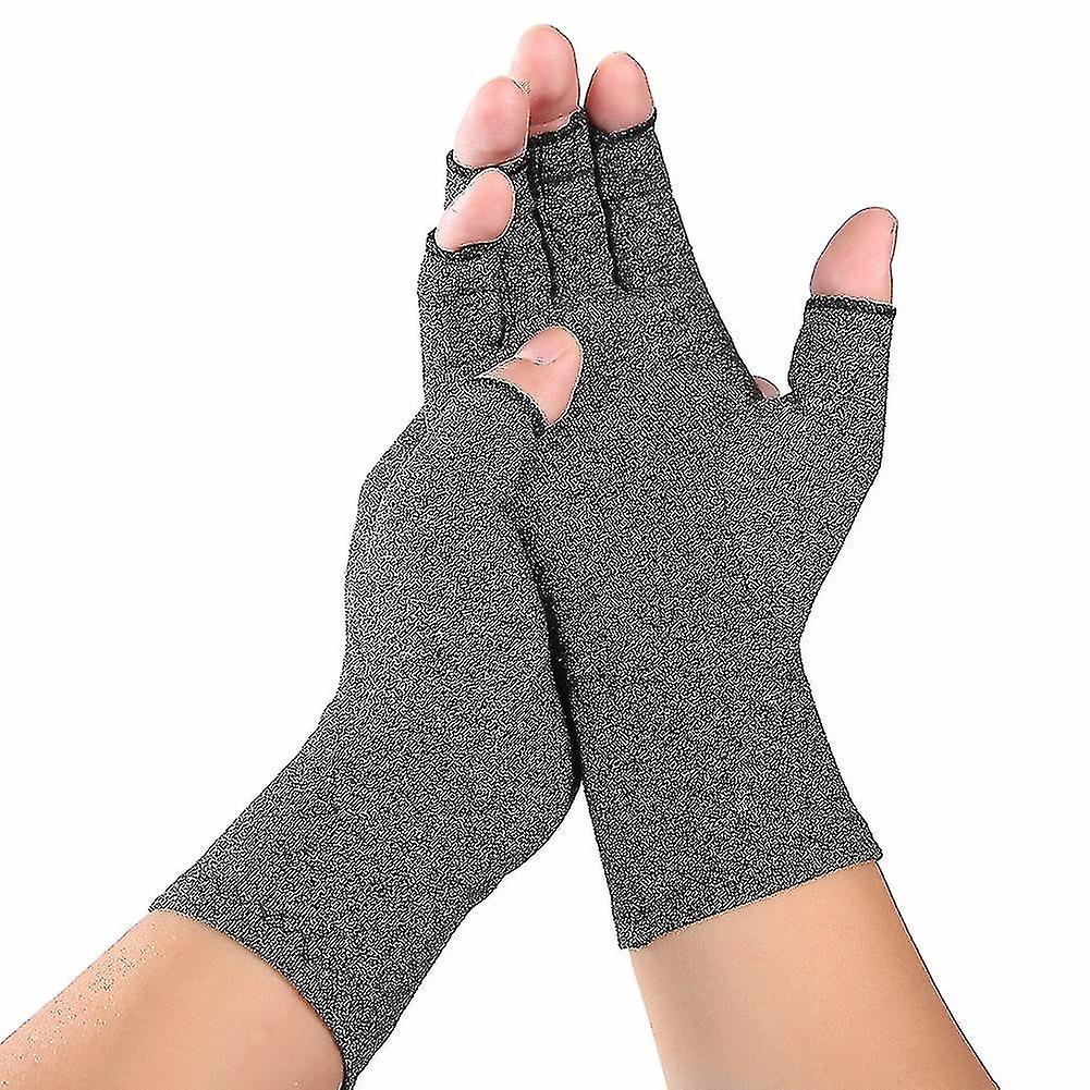 Grey 2 Pair Compression Wrist Hand Brace Arthritis Gloves（M）