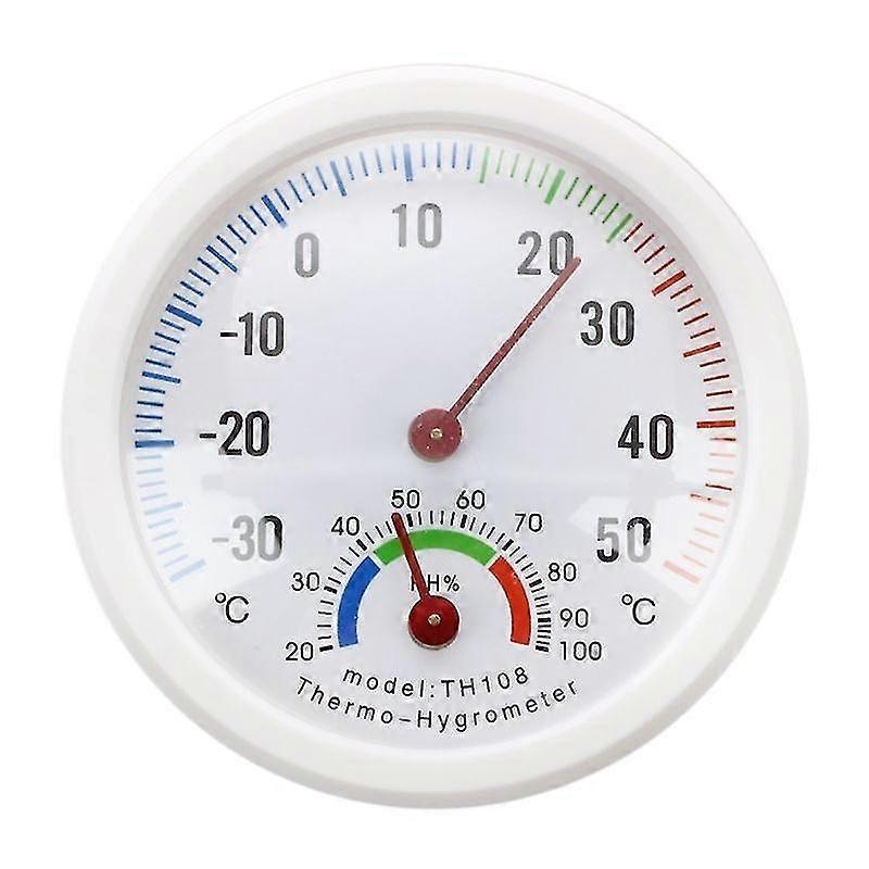 Thermometer hygrometer needle round dial tester interior exterior white