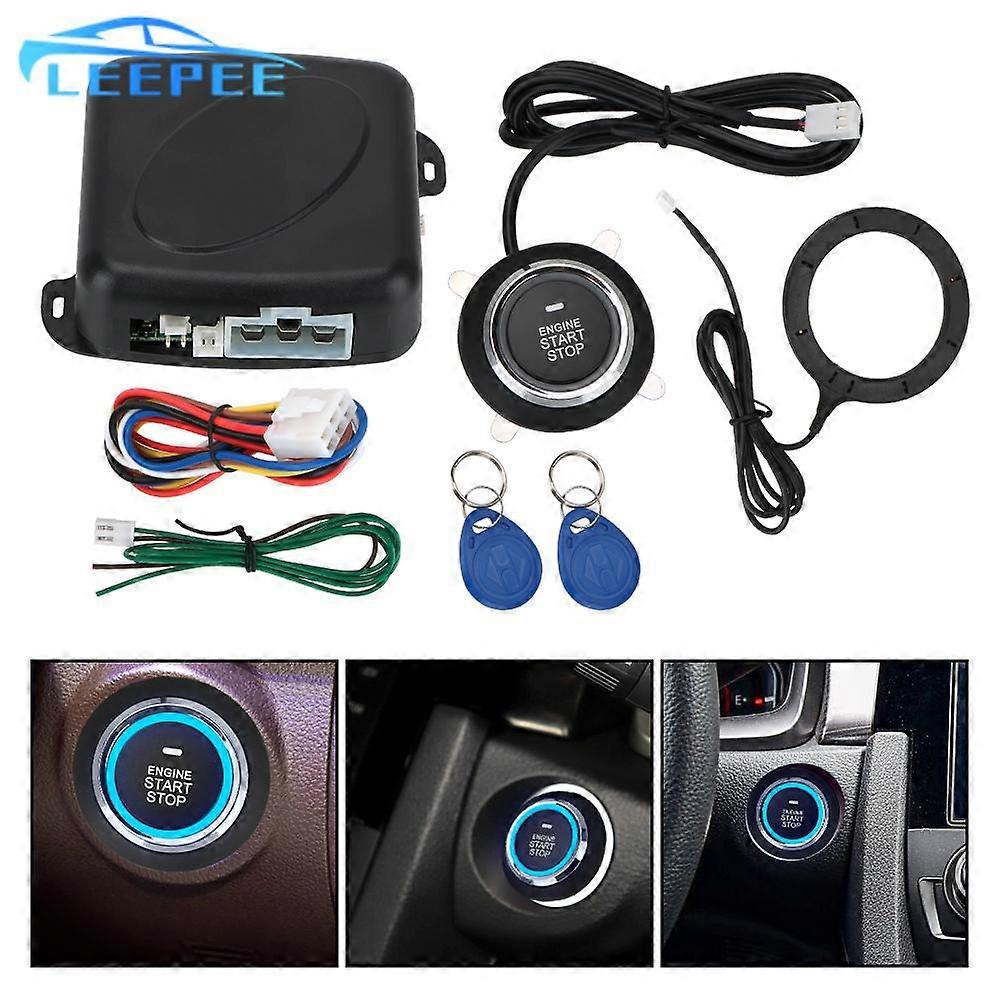 One Start Car Key Systems Key blade Stop Button less Entry Starter Antitheft System 12V Entry Ignition Starter Switch  Alarm Engine Push Button