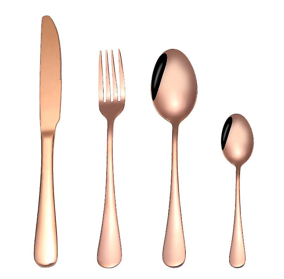 ローズゴールド4ピースステンレス鋼カトラリーボックス、ナイフ、フォーク、スプーンAz10756