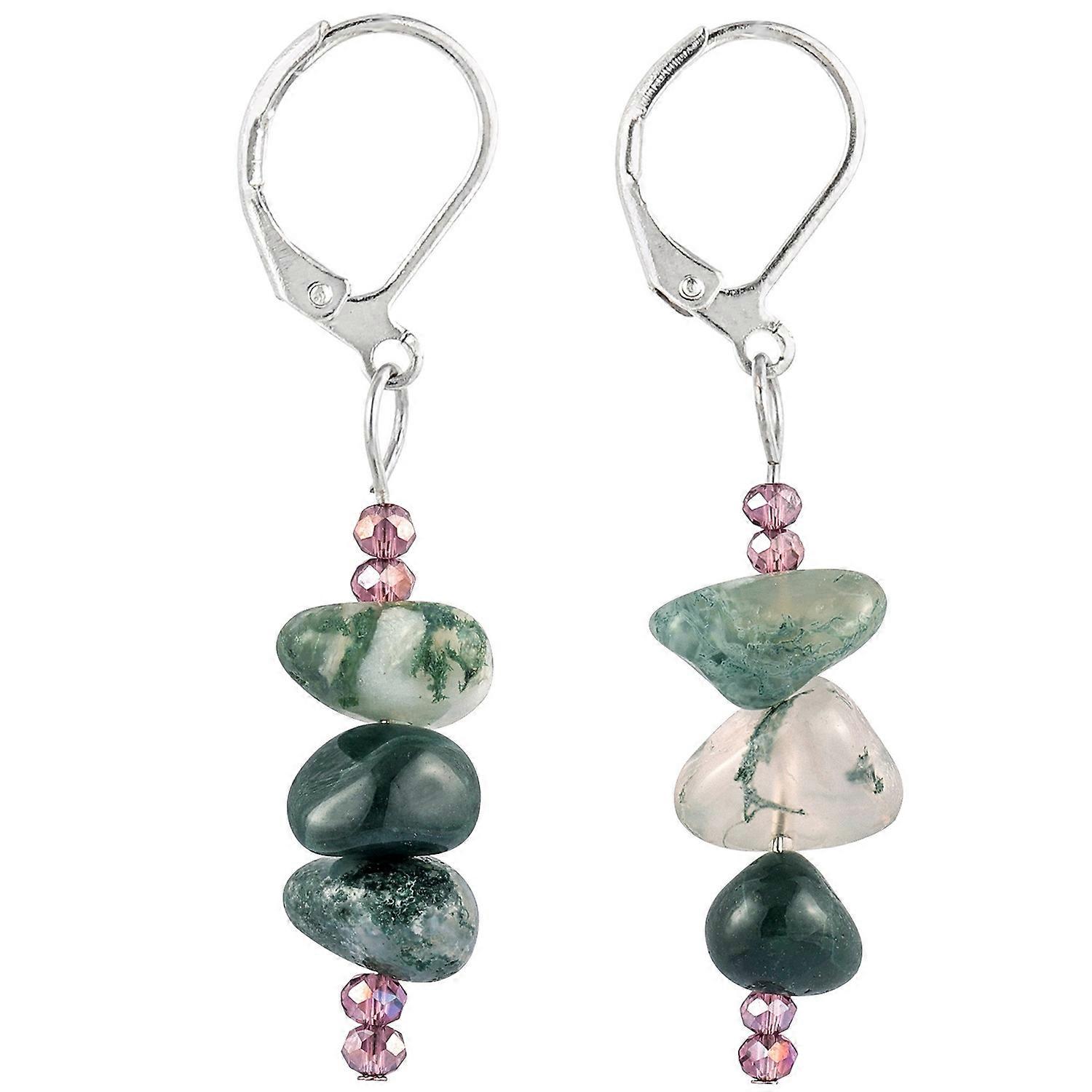 Earrings-Moss Agate Delight-Natural Elegance