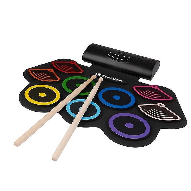 Portable drum set 9 drum rolls with speakers suitable for adults, children and beginners electronic