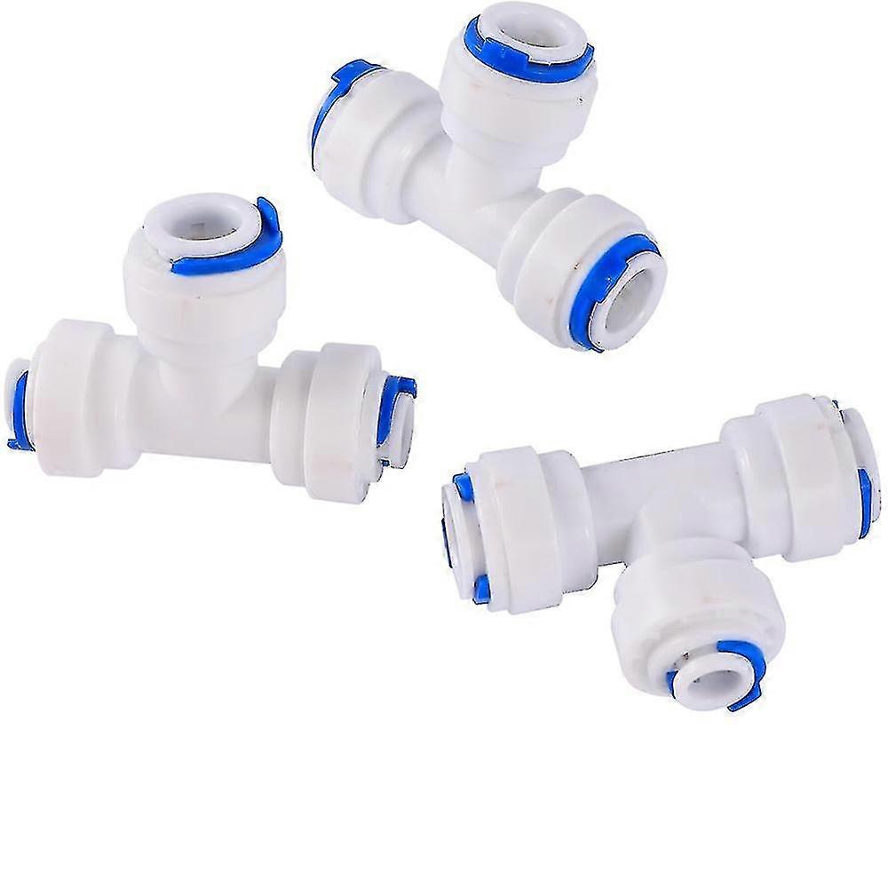 3/8" Tee 3 Way Tube Quick Connect Tube Push Fit Quick Fittings Connector For Ro Water Reverse Osmosis Pure Filter System(pack Of 3)
