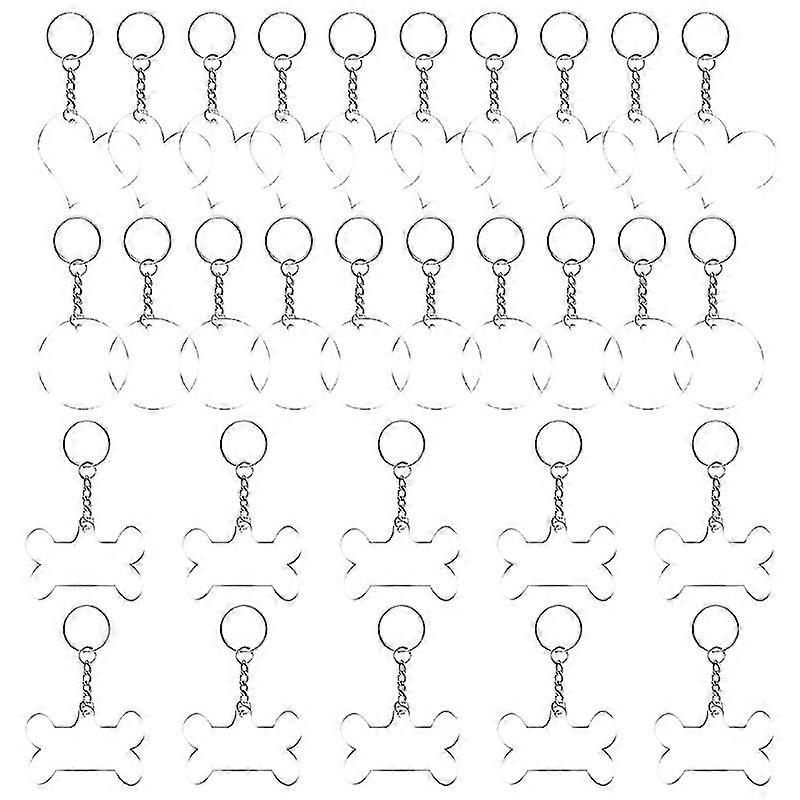 Love Round Bone Hand-painted Acrylic Keychain Set For Diy Craft