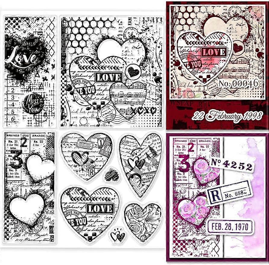 1Sheet Heart Background Silicone Clear Stamp Seals Transparent Stamps