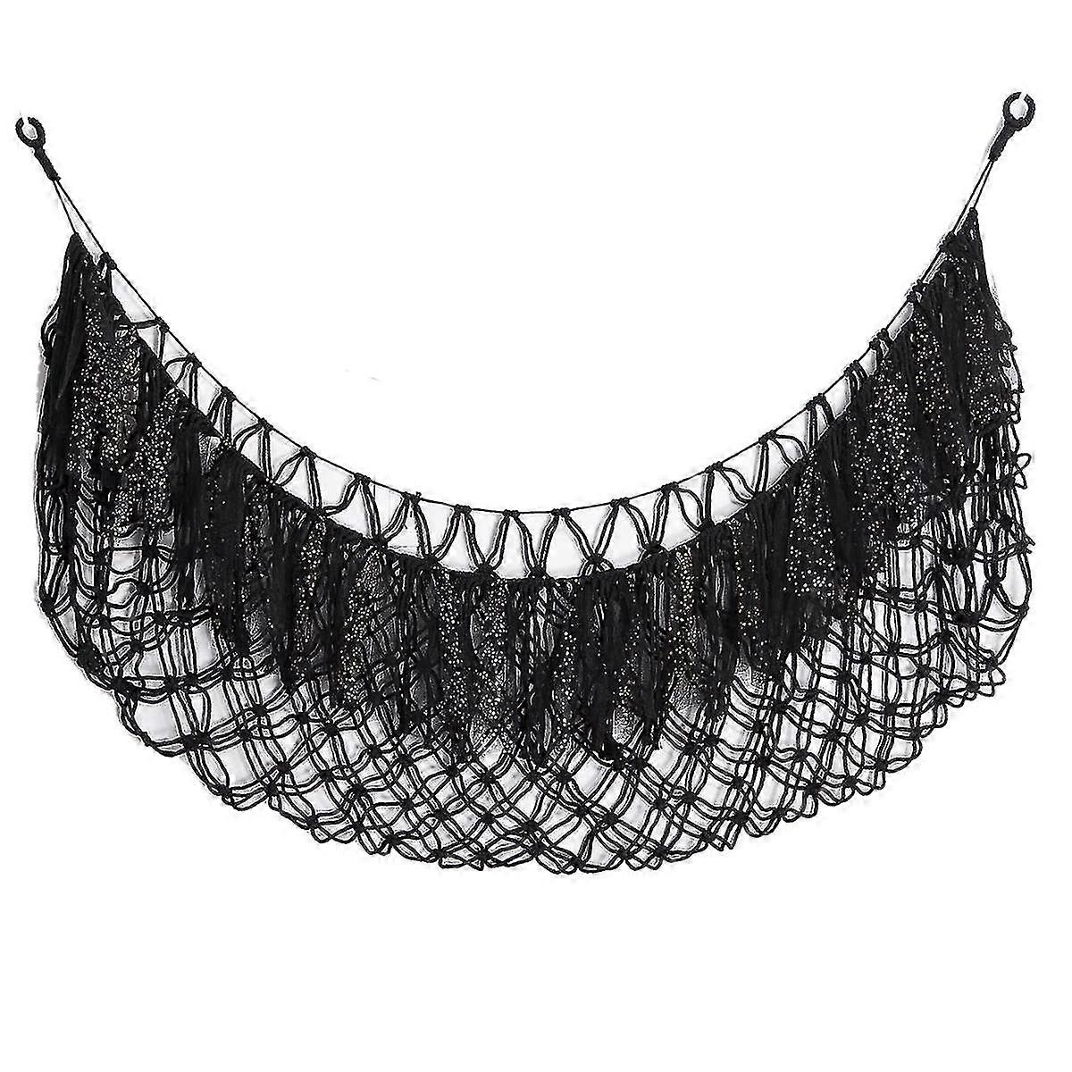 Stuffed Animal Hammock with Light Wall Mounted- Hammock Plushies Net Stuff Toy Organizer Boho Macrame Toy-Black