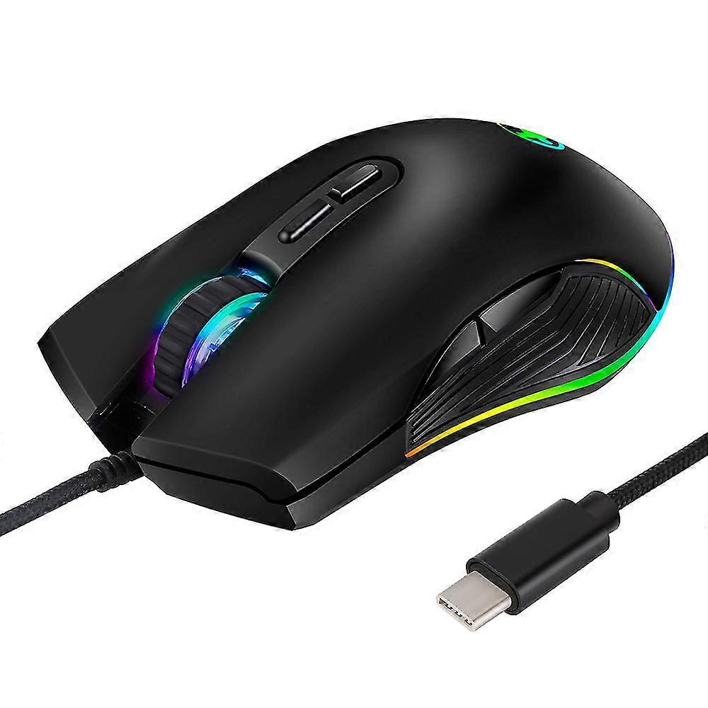 USB C Mouse Type C Ergonomic Wired Mouse RGB Gaming Mouse