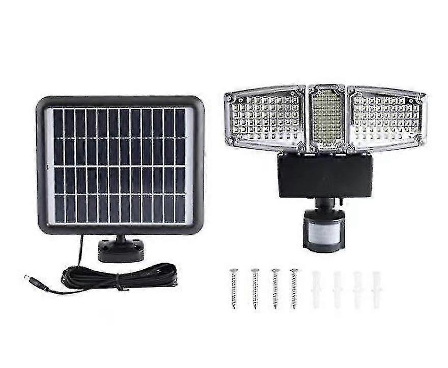 outdoor courtyard solar sensor three-head wall lamp (178led black)