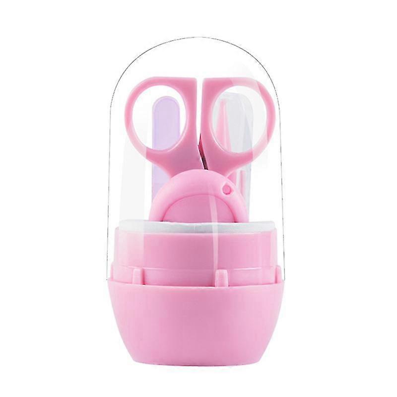 5 pcs baby care grooming set with nail file clipper tweezer travel portable baby care grooming kit (pink)