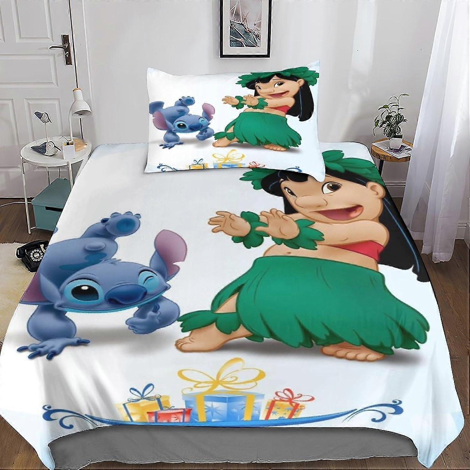 Stitch D-Print Bedding Set Lilo & Stitch Bedding Set Duvet Cover Sets Microfiber Comforter Sets -Soft and Comfortable Duvet Cover Set