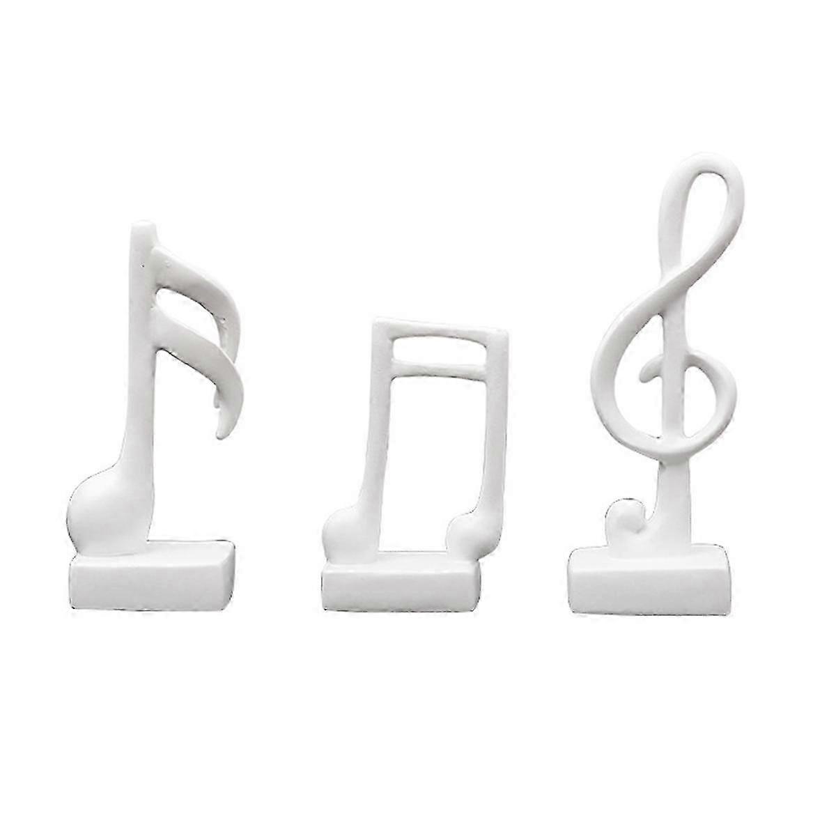 3 قطع ديكور ملاحظة الموسيقى ، الهدايا تمثال موسيقي تمثال حديث النحت ، الحرف المركزية الجدول الحرف الفنون المنزلية ، أبيض