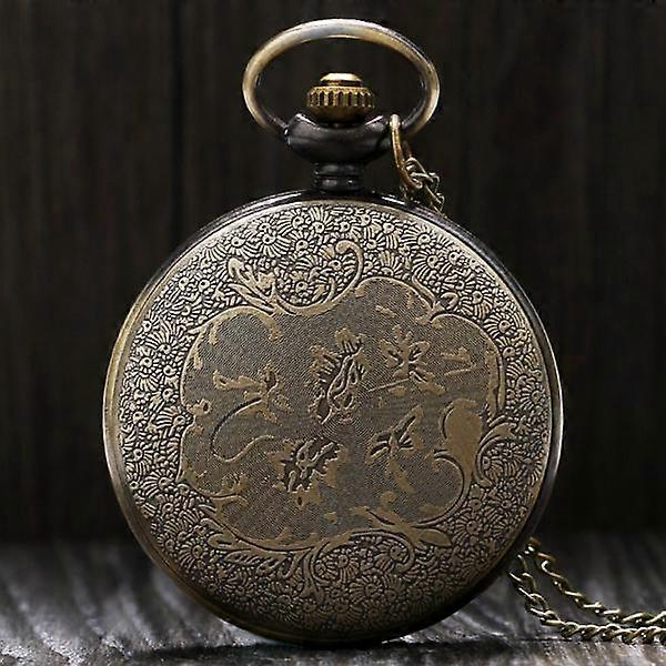 Bronze Retro Fire Fighter Steampunk Pocket Watch With Chain – Quartz Movement, Full Hunter Closure, Vintage Style Gift
