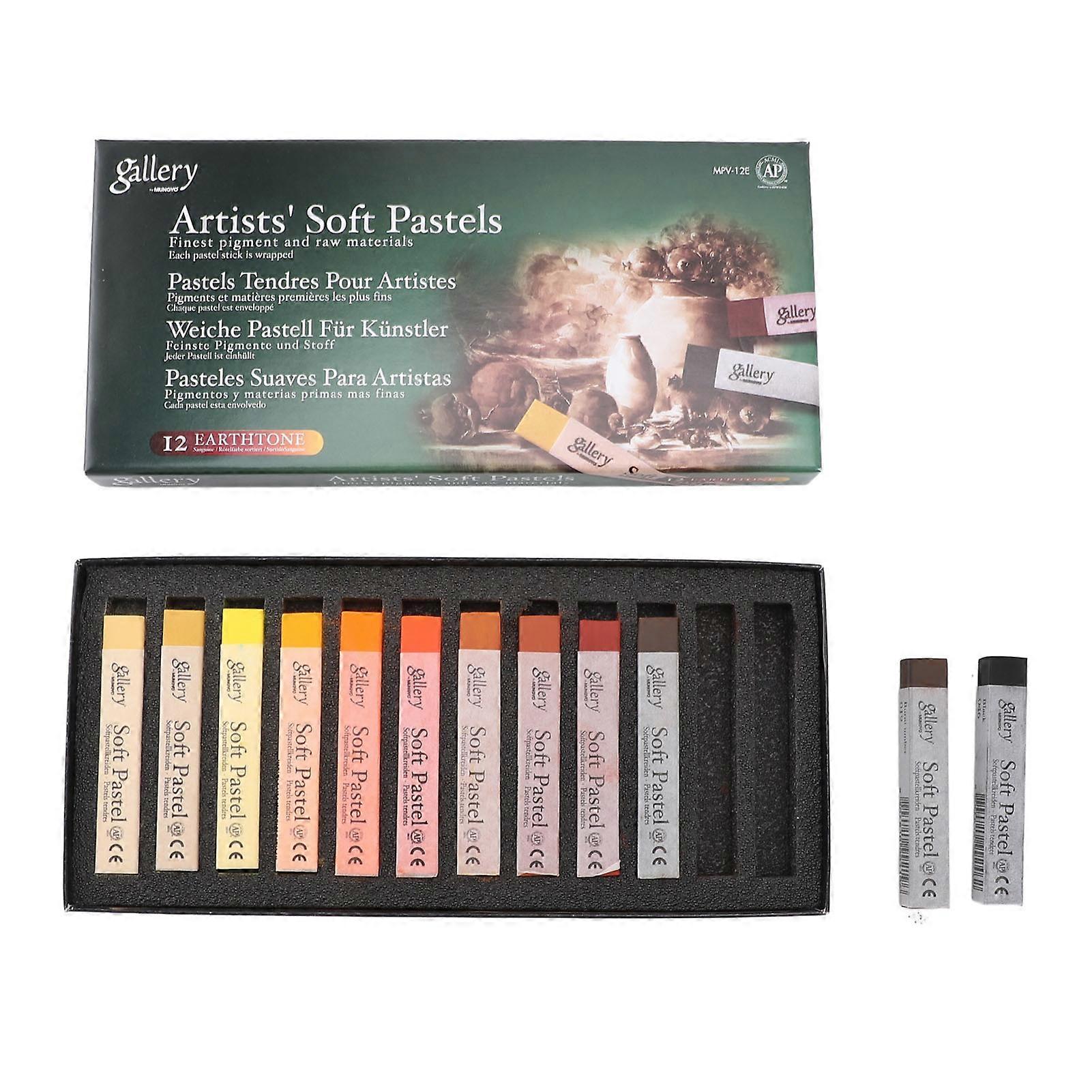 12 Pieces Square Soft Pastels Art Drawing Painting Graffiti Sketching Pigment Pastel Set for Home School Office Colorful