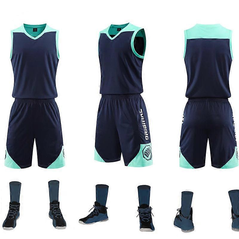 كرة السلة جيرسي البدلة للجنسين سريعة الجفاف الكرة التدريب الرياضة جيرسي بدلة رويال بلو