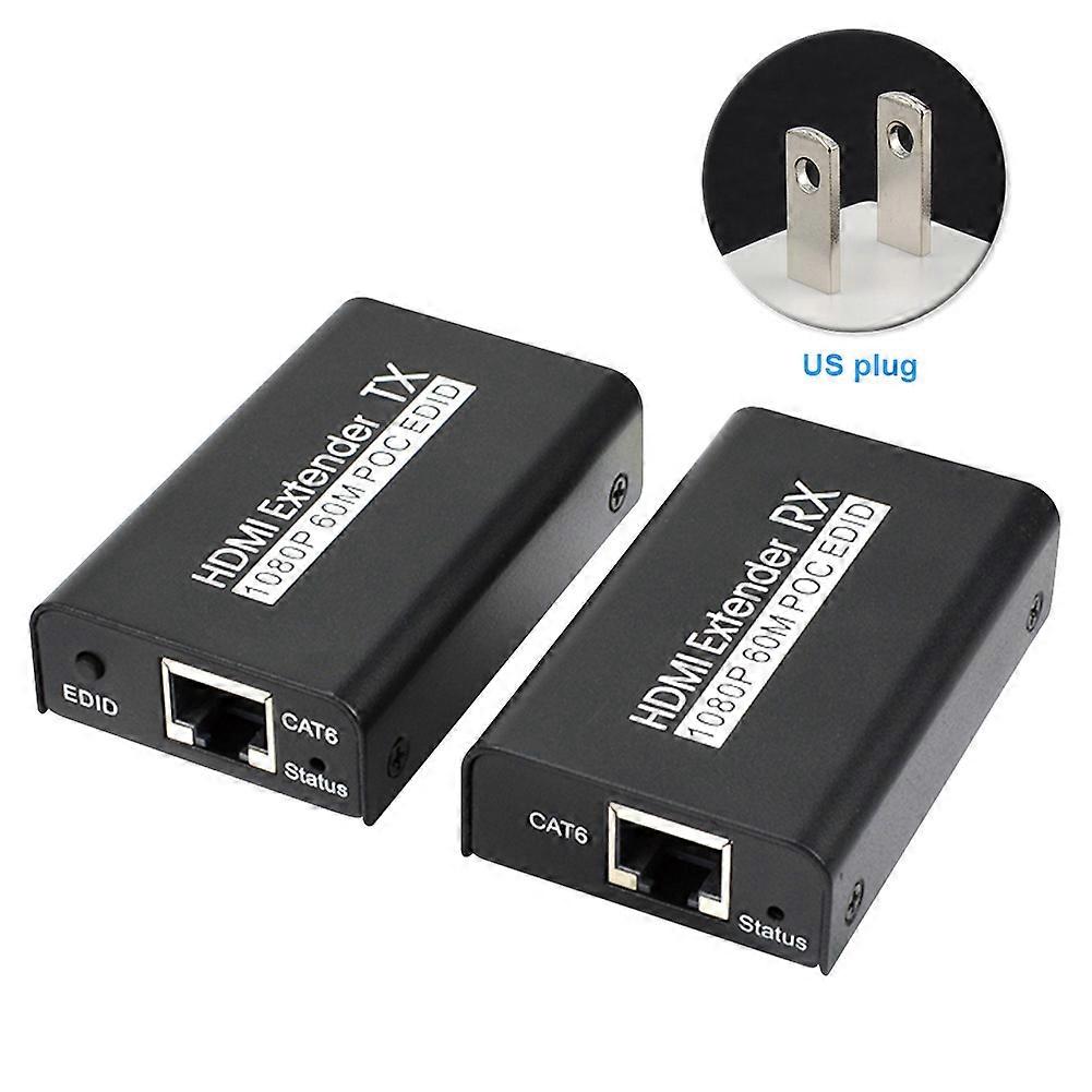1080P 60m Over Ethernet Adapter Network Transmitter Plug And Play Receiver No Delay Extender POC EDID Full HD Professional