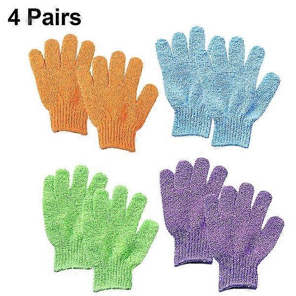 4 Pairs Double-Sided Exfoliating Shower Gloves