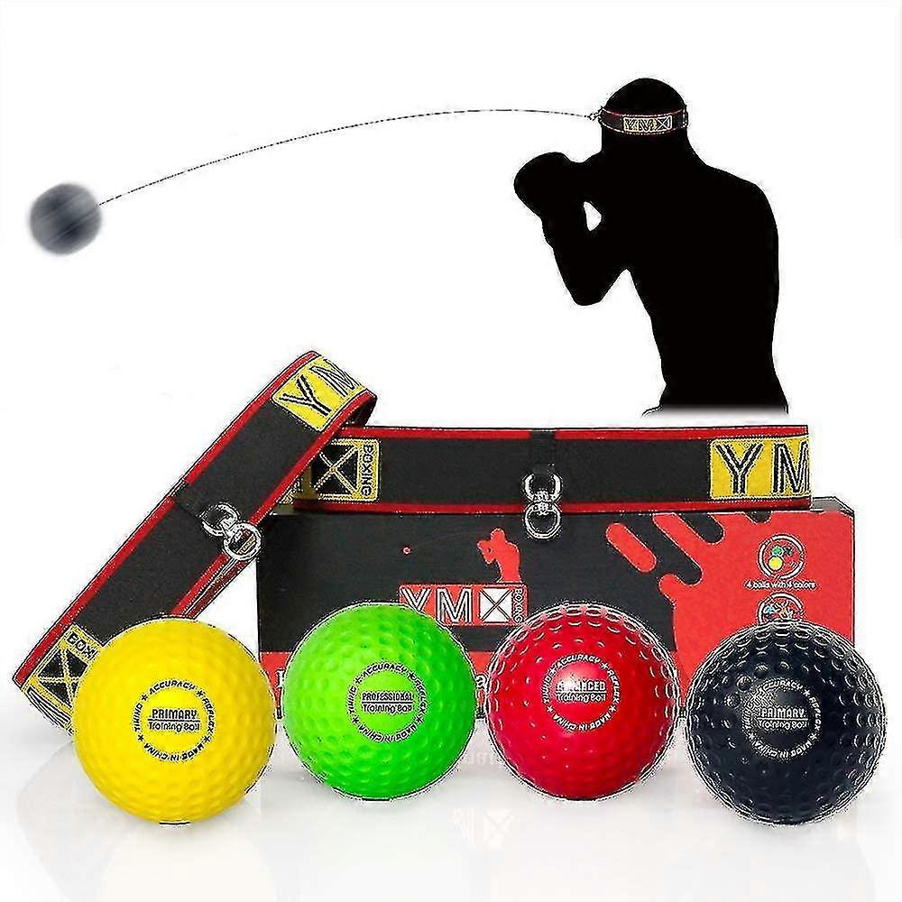 Ultimate Reflex Ball Set - 4 React Reflex Ball Plus 2 Adjustable Headband, Great For Reflex, Timing, Accuracy, Focus And Hand Eye Coordination Trainin