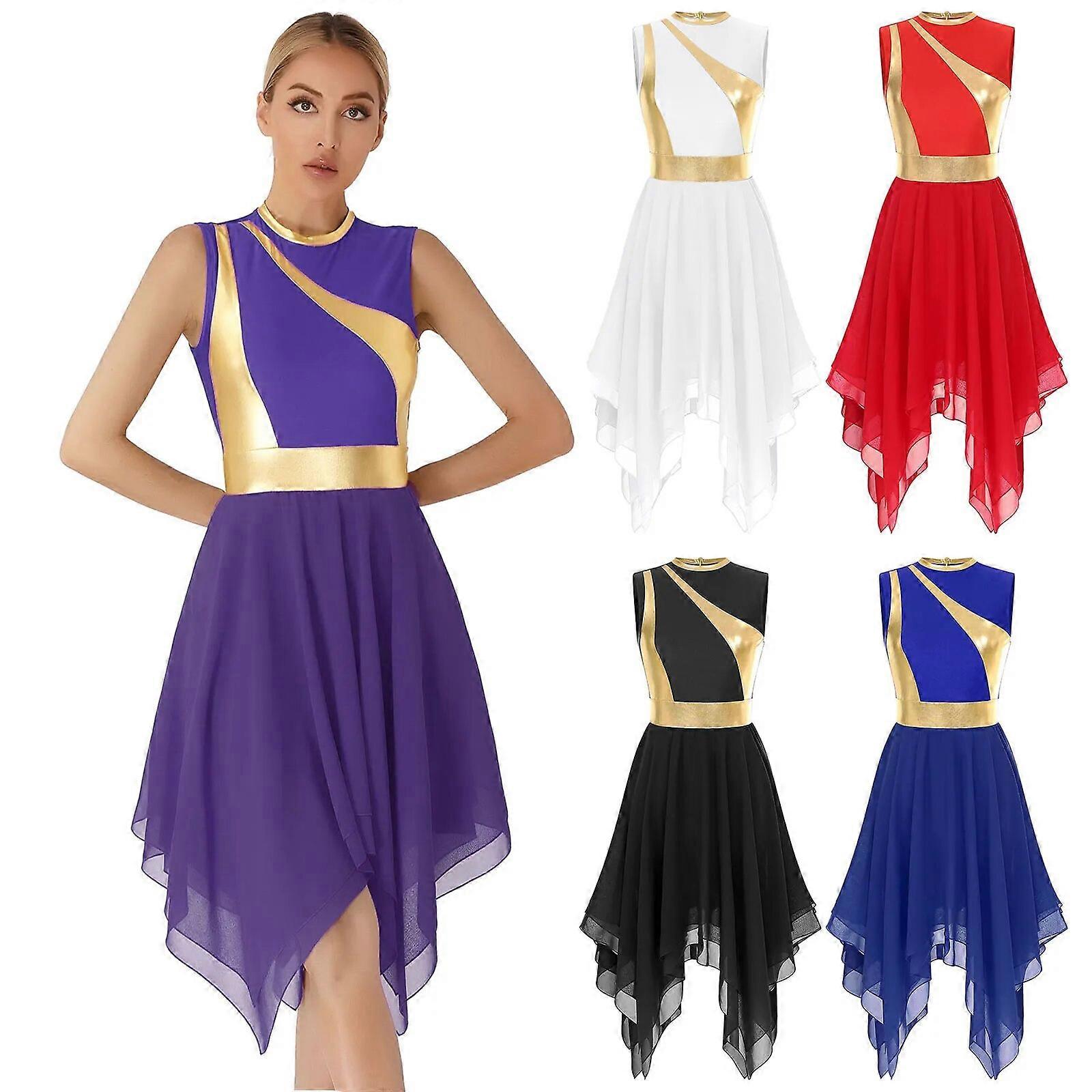 女式无袖礼拜敬拜舞蹈束腰连衣裙赞美舞连衣裙现代抒情舞厅舞舞台表演服装