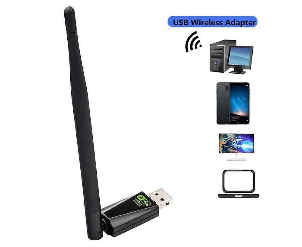 Wireless Network Card Driver-free High Speed External 5DBI Antenna 300Mbps USB WiFi Adapter LAN Receiver Dongle for Windows XP 7 8 8.1 10 - Black