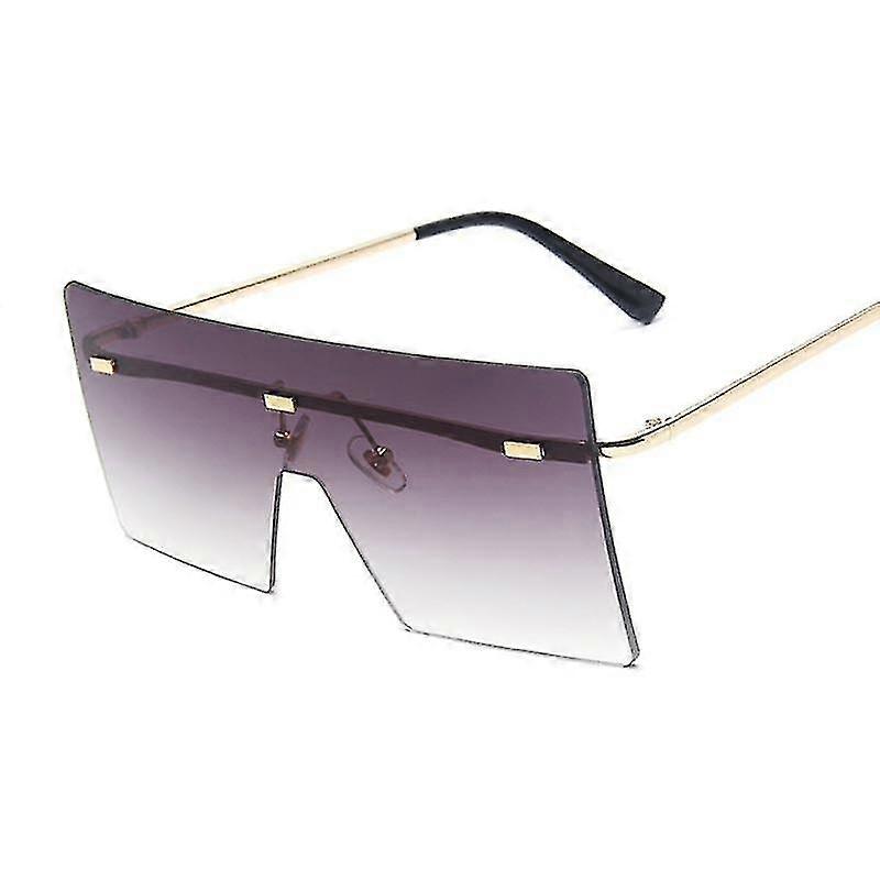 Fashion Oversized Rimless Sunglasses Women Luxury Brand Square Sun Glasses Vintage One-piece Big Frame Mirror Oculos De Sol