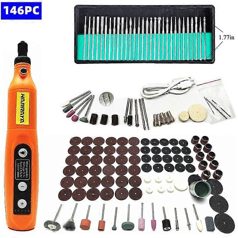 146pcs Mini Cordless Rotary Tool, 5-Speed and USB Charging Rotary Tool Kit with Accessories, Multi-Purpose 3.7V Power Rotary Tool