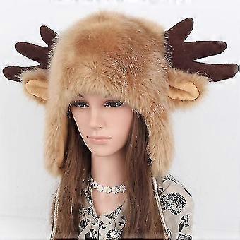 Natale Elk Horn Hat Faux Fur Peluche Fluffy Warmer Winter Earflap Headwear Cap Russo Trapper Windproof Outdoor Hats