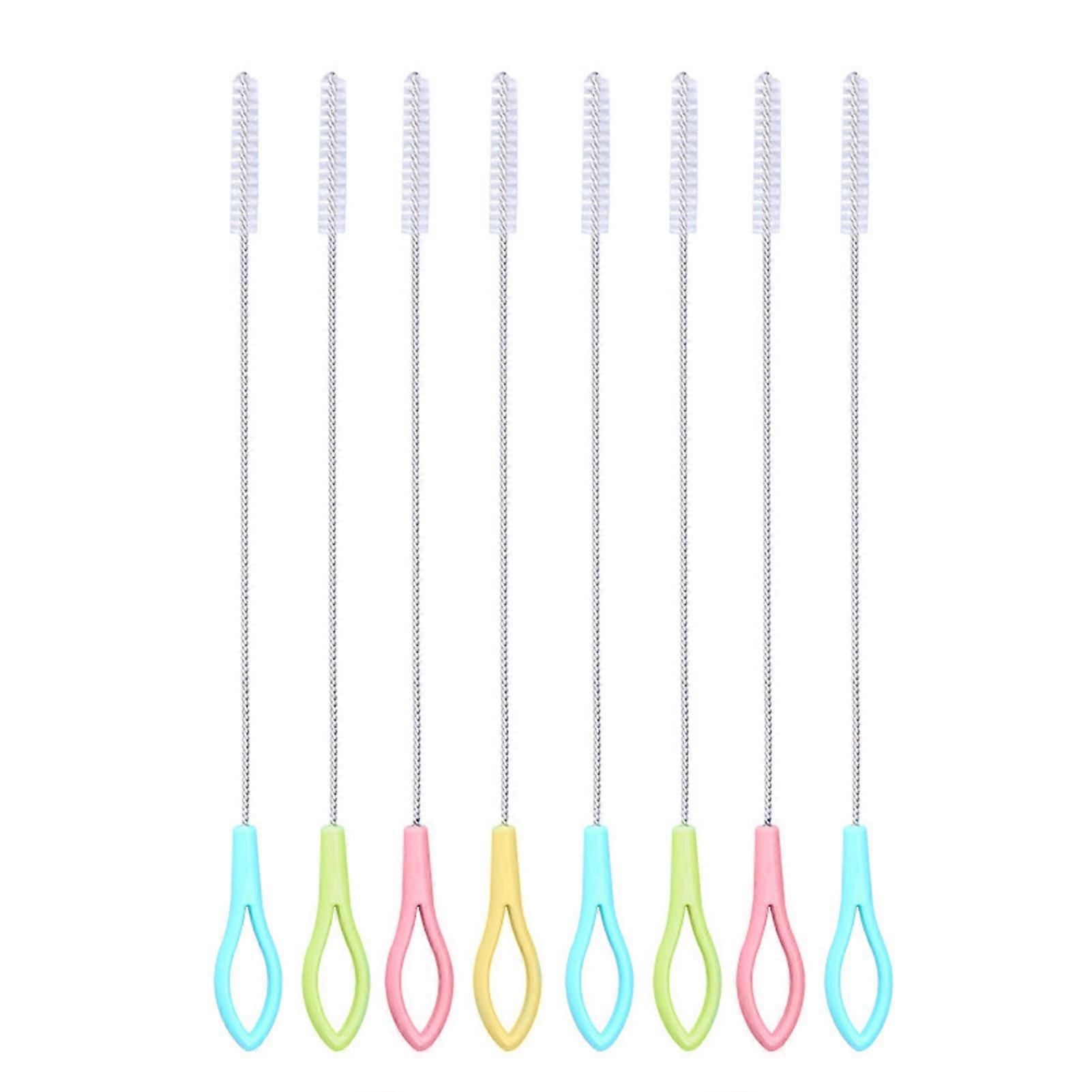 8Pcs Straw Brush Soft Bristles No Scratches Long Handle Hanging Hole Pipe Tube Cleaner Drinking Straw Cleaning Brush KAESI