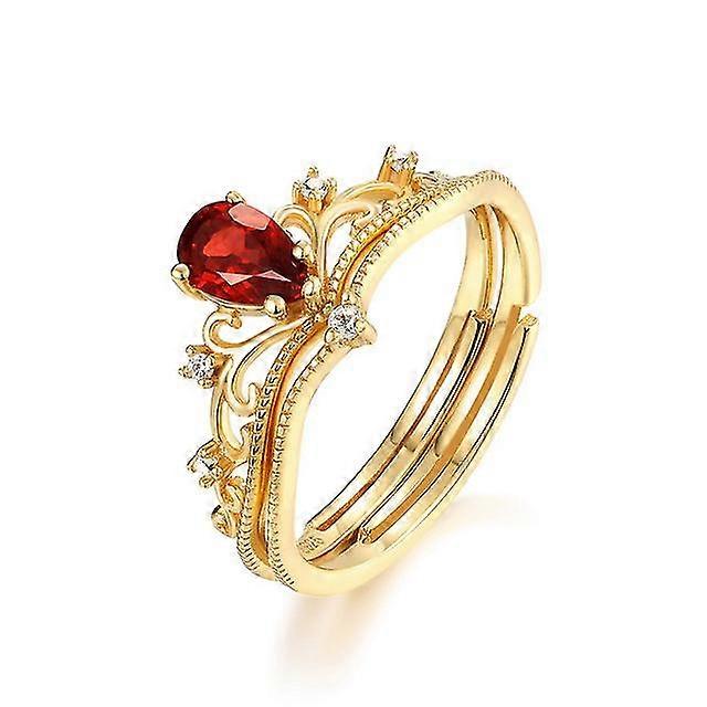 المرأة الرجعية العقيق تاج خاتم الذهب فتح خاتم مجوهرات هدية عيد ميلاد