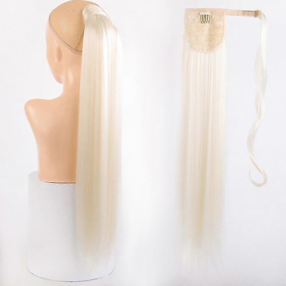 Longues queues de cheval droites clip en queue de cheval cordon de serrage queue de cheval synthétique fausses extensions de cheveux