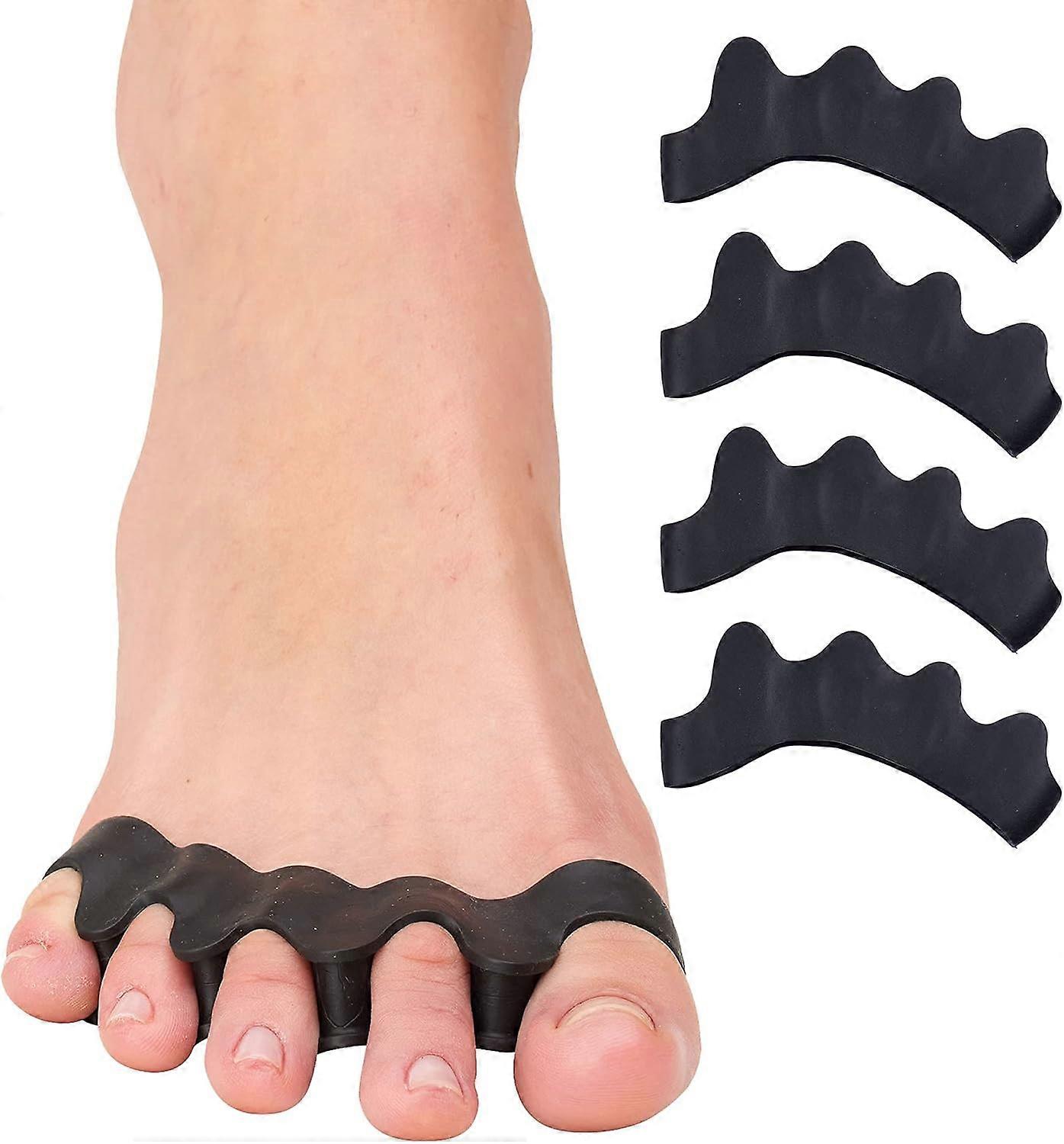 Silicone Toe Spacers for Correct Toe Alignment, Bunion and Hammertoe Straighteners - 2 PairsBlack