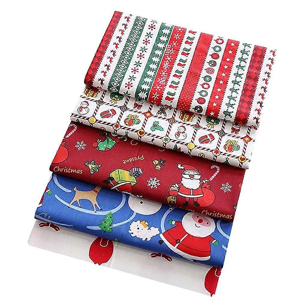 5Pc Christmas Cotton Fabric Printed for Sewing Patchwork Santa