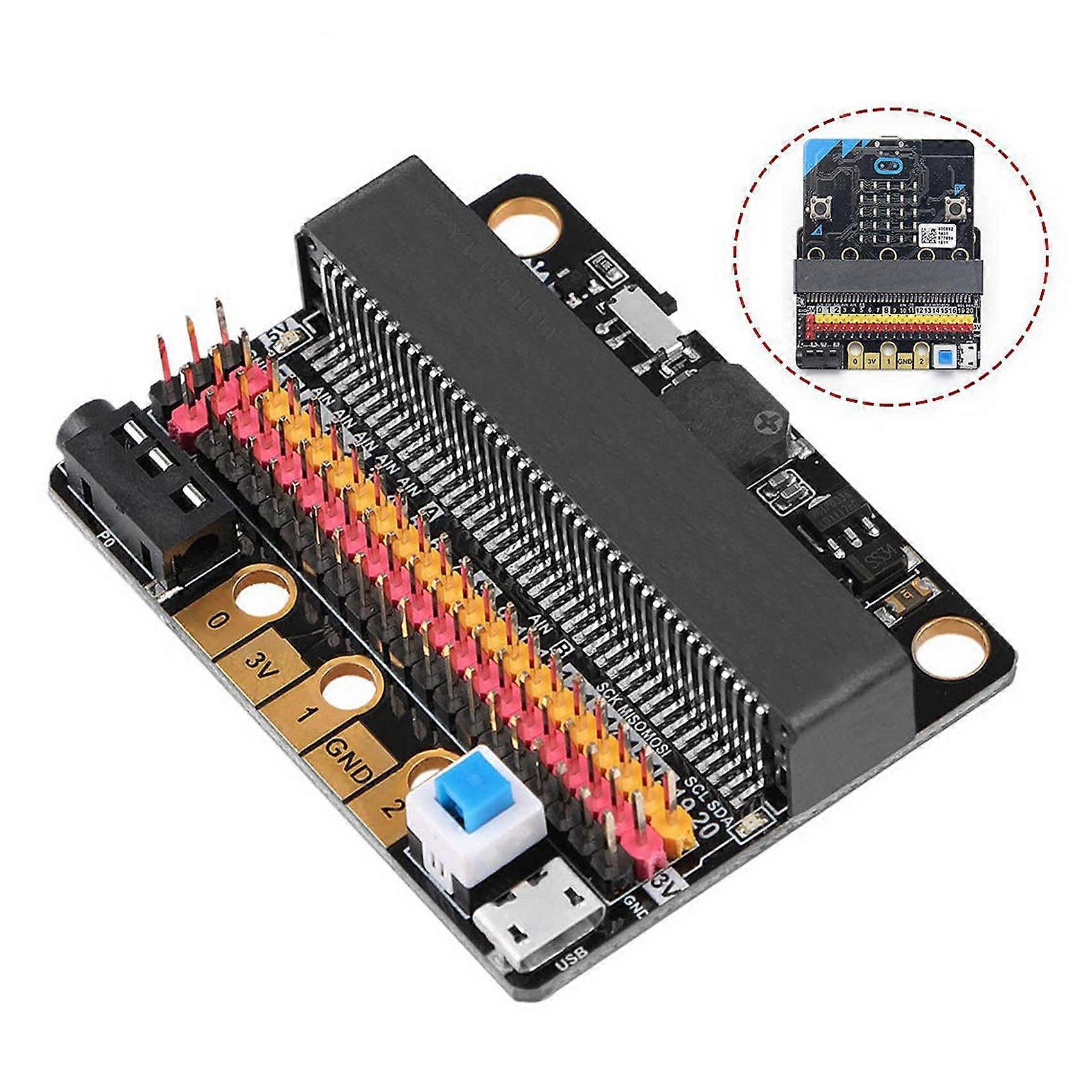 Carte D'Extension Micro:Bit IOBIT V2.0 Avec Buzzer - Shield Breakout Pour Programmation Python/Graphique Enfants - Alimentation 5V 1A - 4