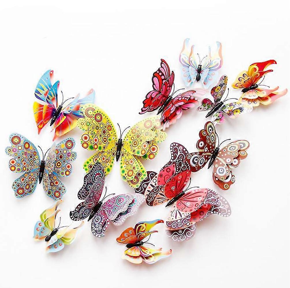 36pcs Double Layer 3d Butterfly Wall Stickers Removable Wall Decals Butterfly Decor