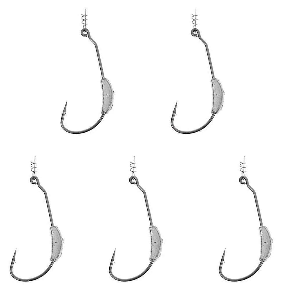 5Pcs Weighted Wide Gape Weedless Twistlock Hook Swimbait with Centering Pin - Black, 2g