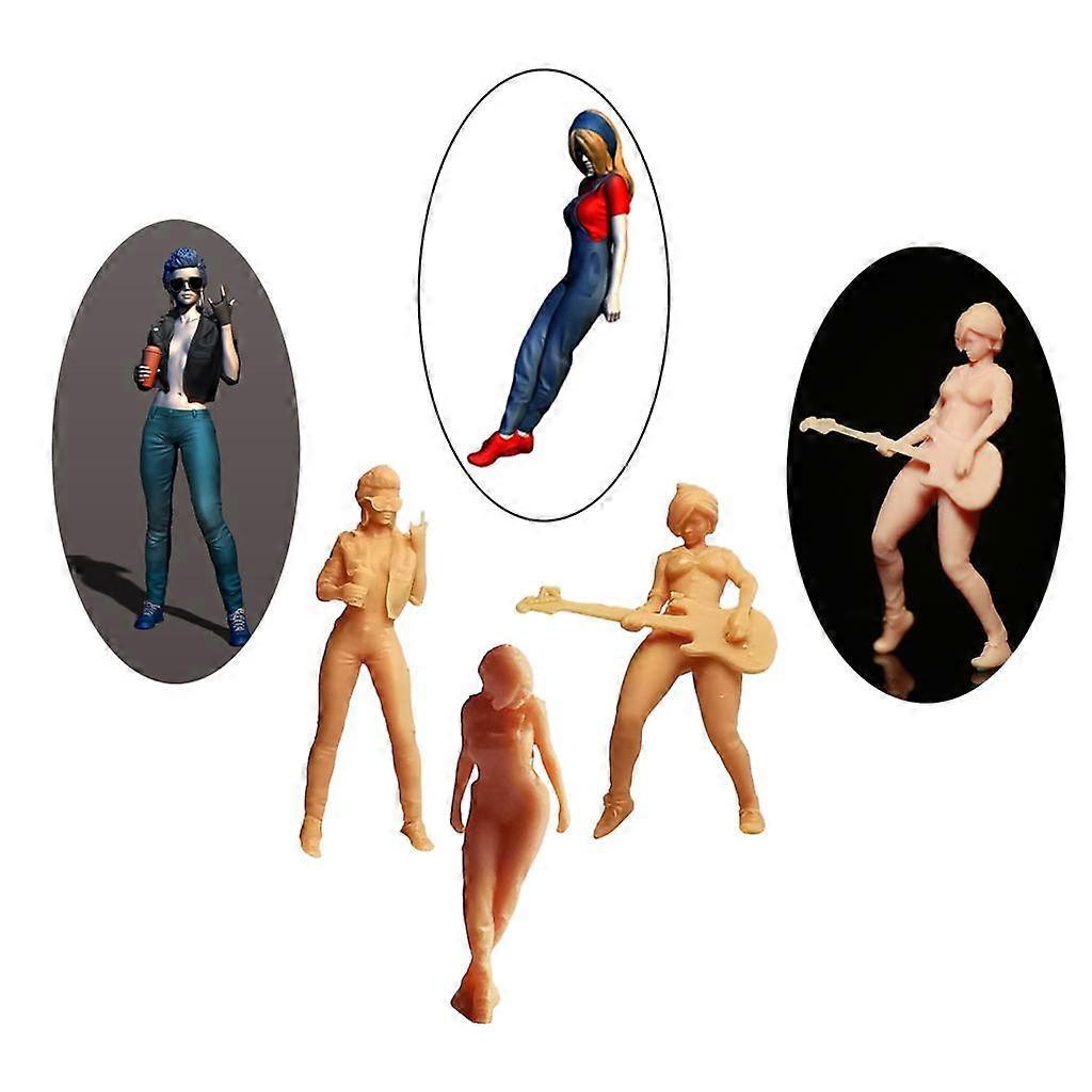 3pcs 1/64 Unpainted Cool Girl Model Characters Tiny People Layout Toy