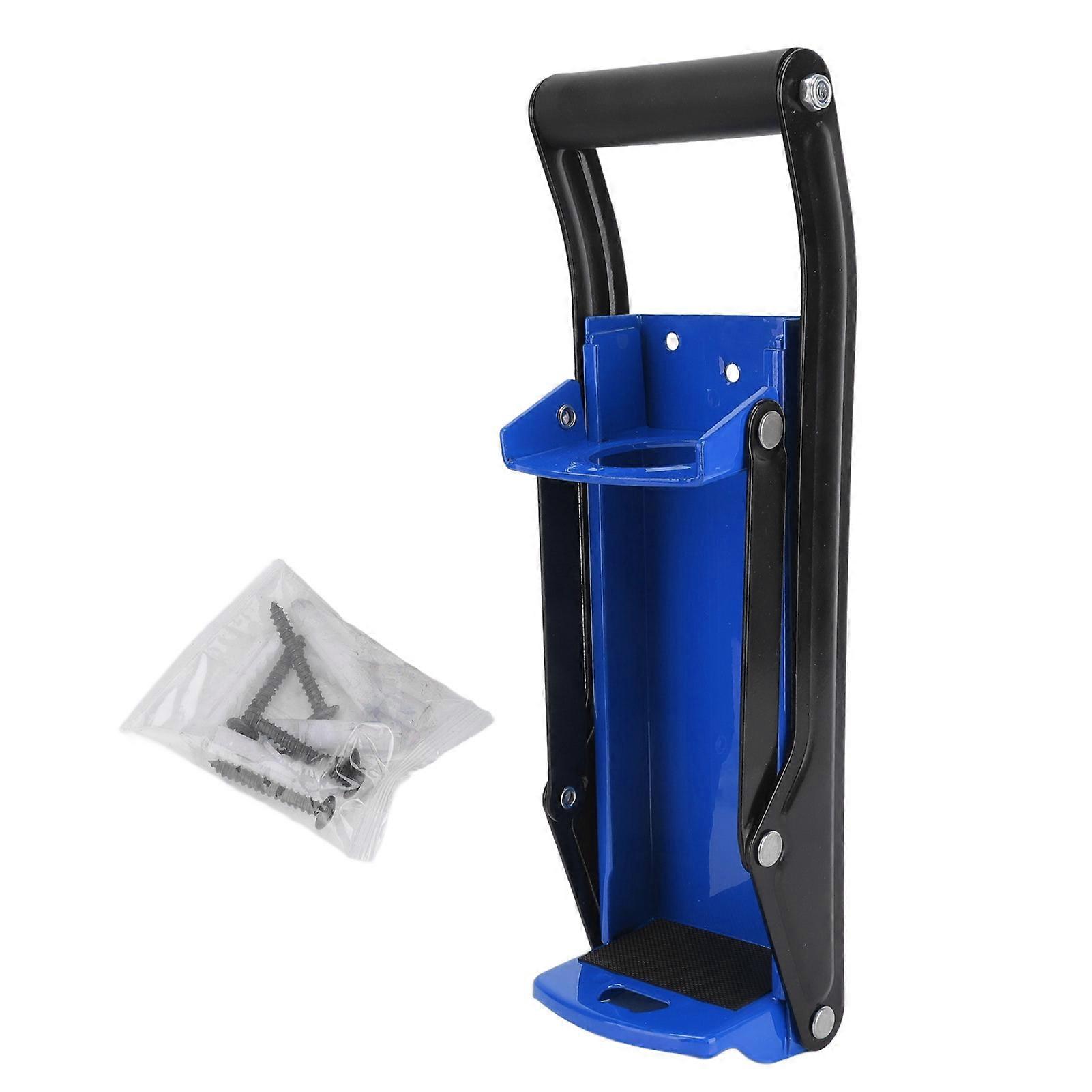 Beer Can Crusher Soft Handle Nonslip Mat Wall Mounted Easy Operation Aluminum Can Crusher for 16oz 12oz Can Blue