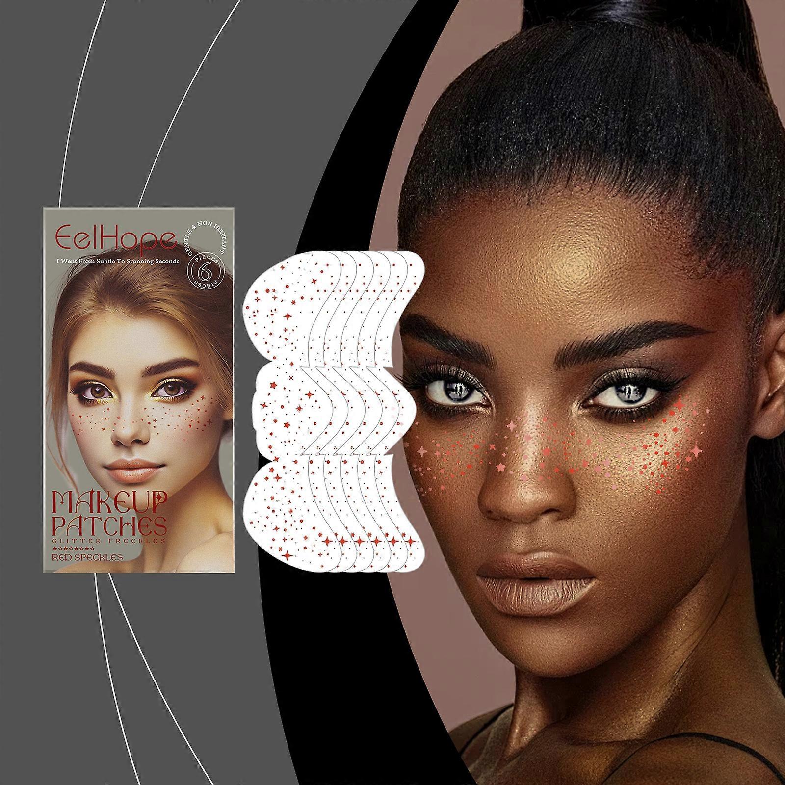 Makeup Patches - Face Makeup Patches - Beauty Face Makeup - Red Speckles - Waterproof Red Speckles - Temporary Face Red Speckles for Women - 6 Count