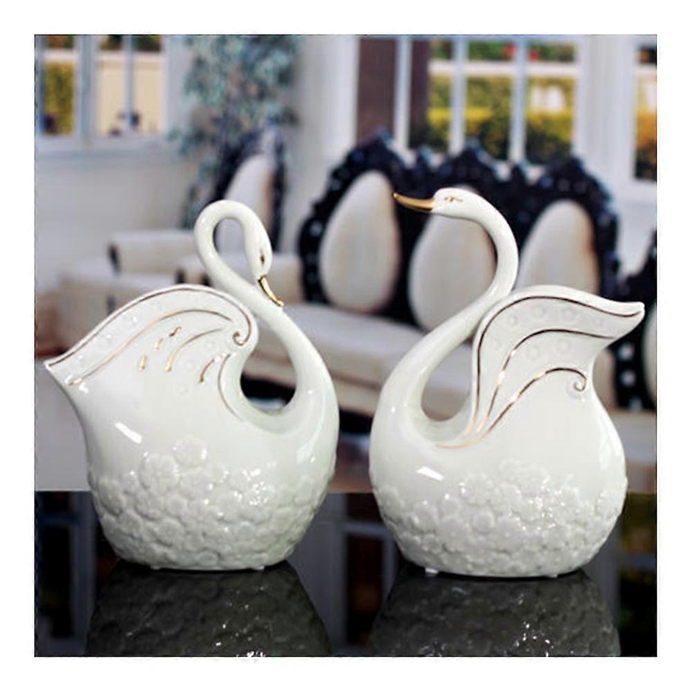 Embossment Swan Creative Ceramics Artware Table Decoration